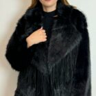 0 9190000076974 WW23C463B le voliere-hope-ecopelliccia con frange rimovibili black oversize faux fur with